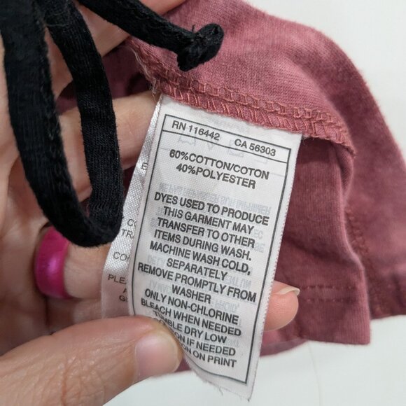 Empyre Tie Dye Rose Graphic Tee with Laced Sides Burgundy Black Size Medium - Picture 3 of 4